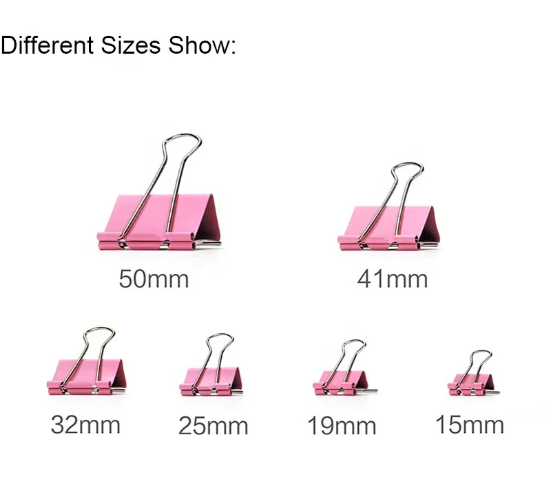 40pcs/box 19mm Metal Binder Clip Paper Clip Clamp Colorful Custom Binder Clips Paper Clamps School Binding Supplies