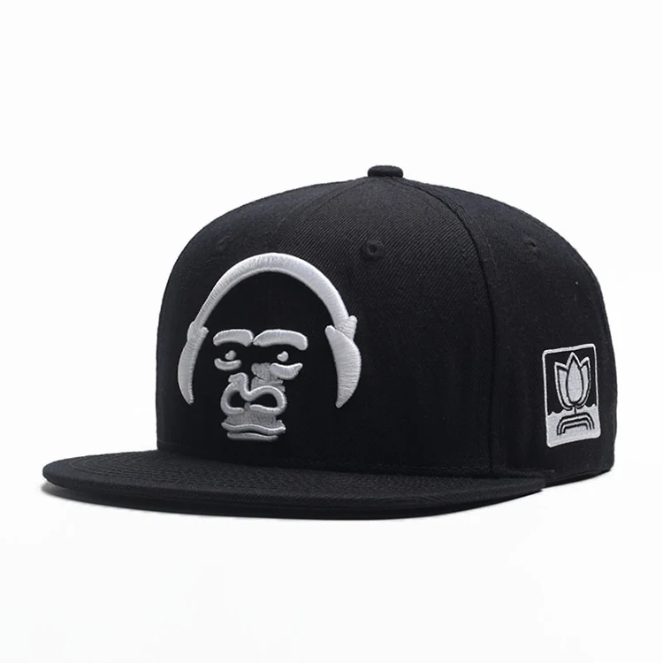 Custom 3d puff embroidery cheap black 6-panel waterproof hip hop snapback dad hat