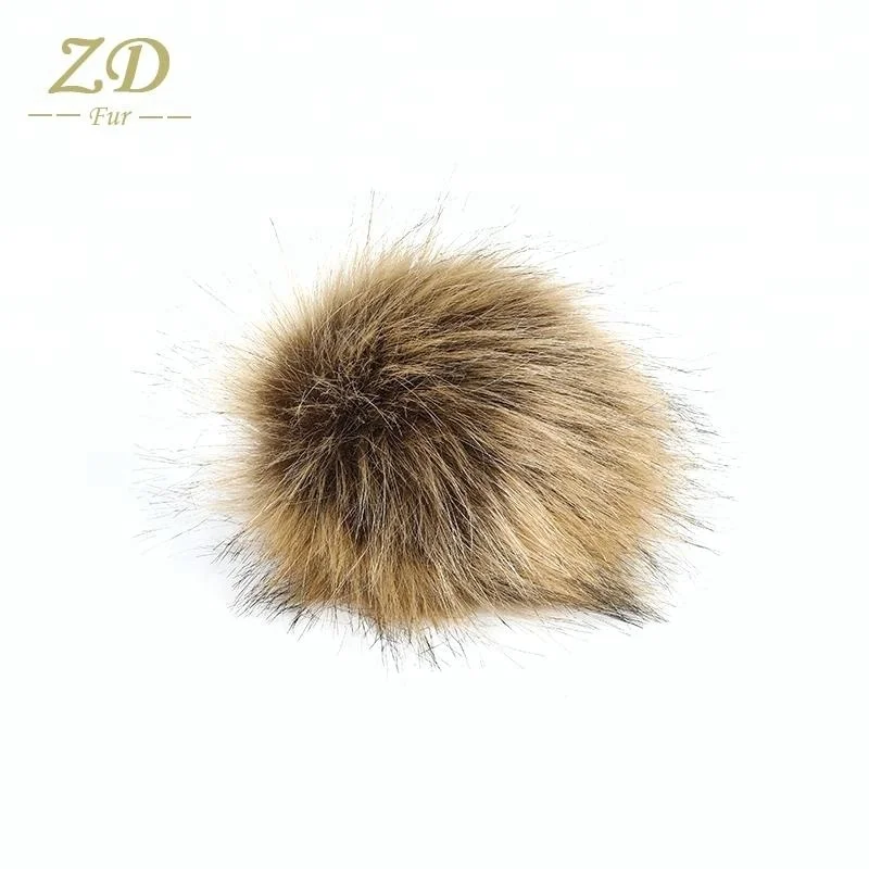  Fluffy faux raccoon fur pom poms ball keychain
