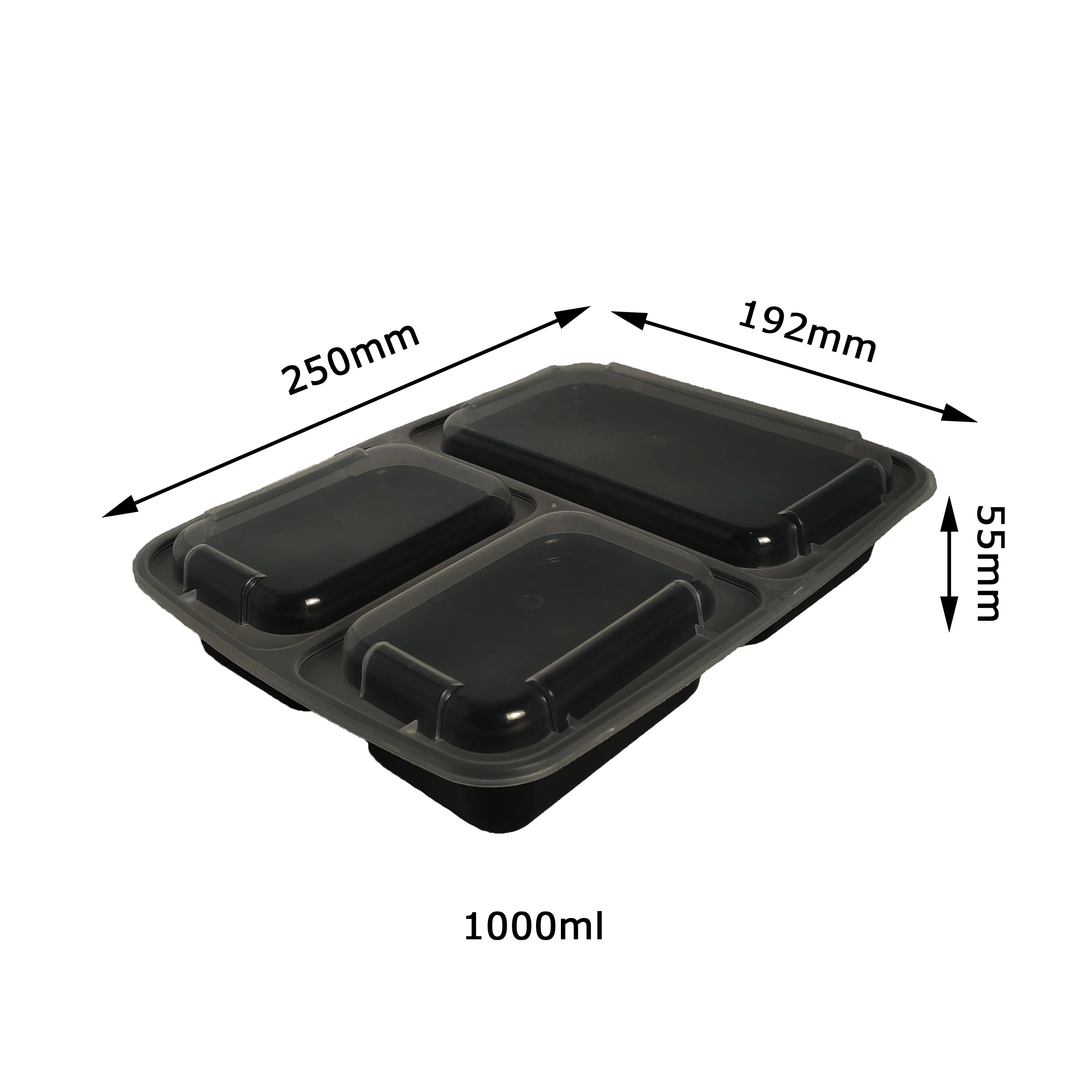 Wholesale Plastic Black Microwave Safe Bento Food Delivery / Transport Containers / Lunch Boxes