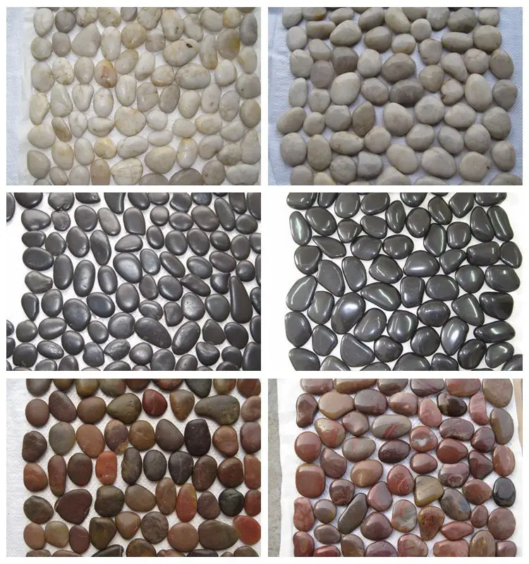 Pebble Stepping Stone Black Color Stone Pebble Flooring Tiles