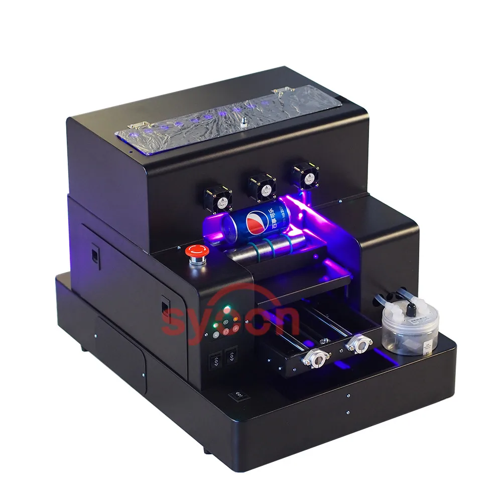 2019 3d UV LED Bottle  Cylinder Flatbed Printer ,plastic ,metal,glass,acrylic,wood multifunxtional uv printer A4