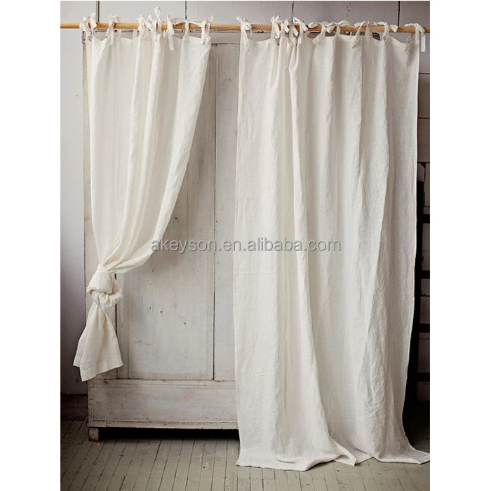 
Wholesale Monogram Personalized Stonewashed Linen Ties Top Curtain 
