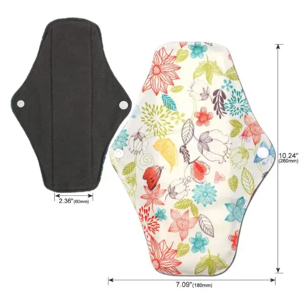 Charcoal Bamboo Reusable Woman Sanity Napkin Pads washable pads