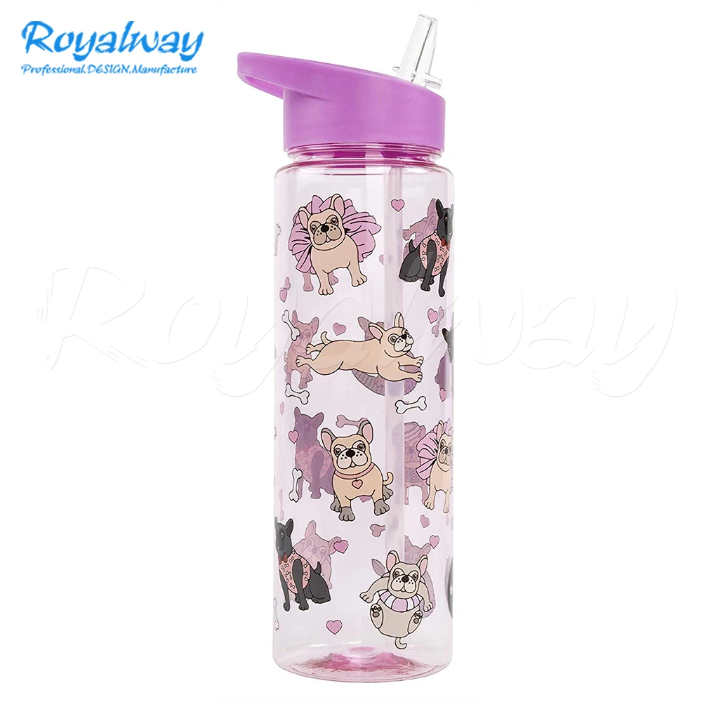 Portable Leak Proof Kids Sport Water Bottle Reusable Plastic Juice Bottle with One Click Flip Lid
