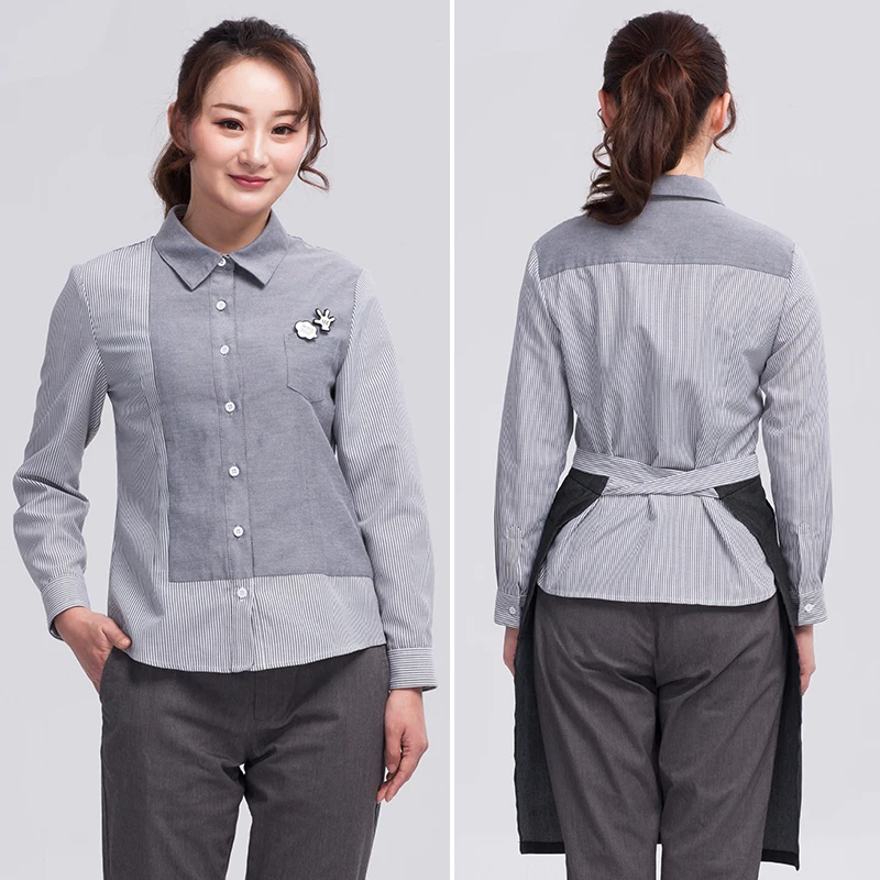 FashionTheme tea restaurant uniform  Wait Staff overalls KTV  Coffee bar work shirts clothes