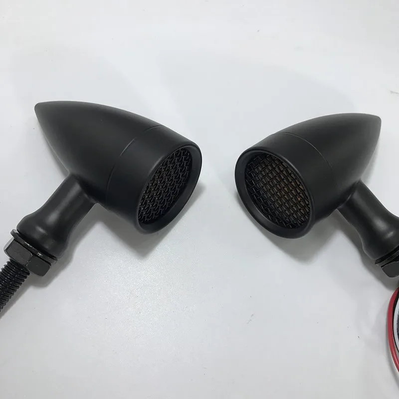 Classic Bullet Motorcycle Turn Signal Lights Custom LED Blinker Indicator Amber Turning Lamp With Mesh For Scooter Bicycle