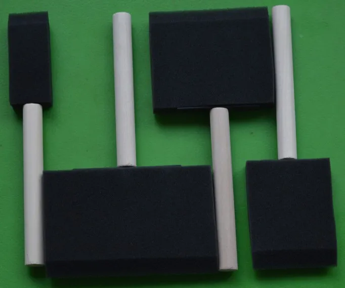 Artist OEM Natural Eco-friendly DIY Wooden Handle Sponge Cheap Oil Paint Tools Poly Foam Brush Set Wood Drawing Brushes
