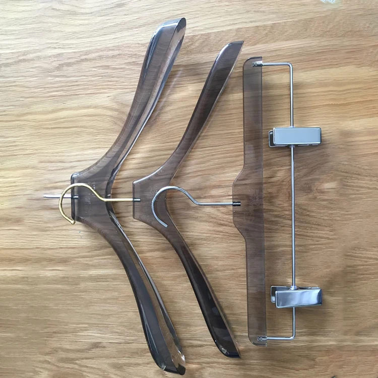 Wholesale Good Quality White Black Ultra Thin Heavy Duty Plastic Adults Clothes Trouser Coat Plastic Hanger Printed Logo