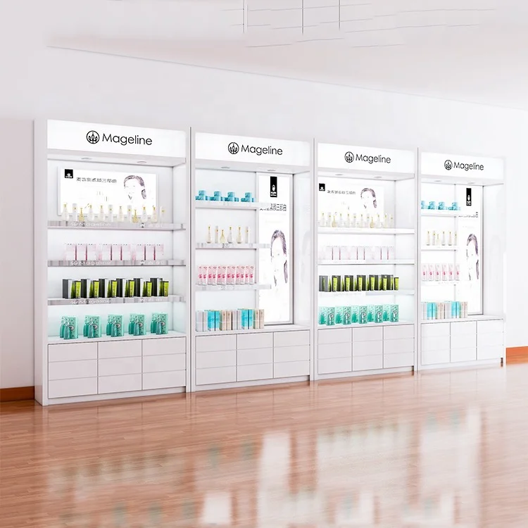 Factory customized cosmetic display cabinet showcase for hair and skin care shop store