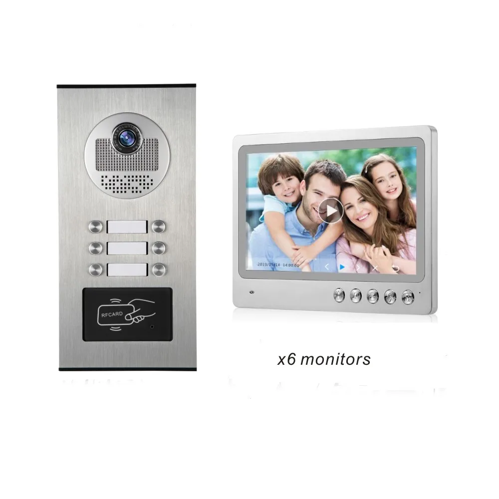 
RFID Intercom 9inch Video Door Phone Intercom Multi Family Video Doorbell Wired Access Control Entrance Intercom 