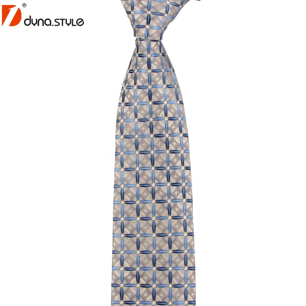 Классический стиль серый белый точечный узор 100% натуральный шелк на заказ тканый галстук