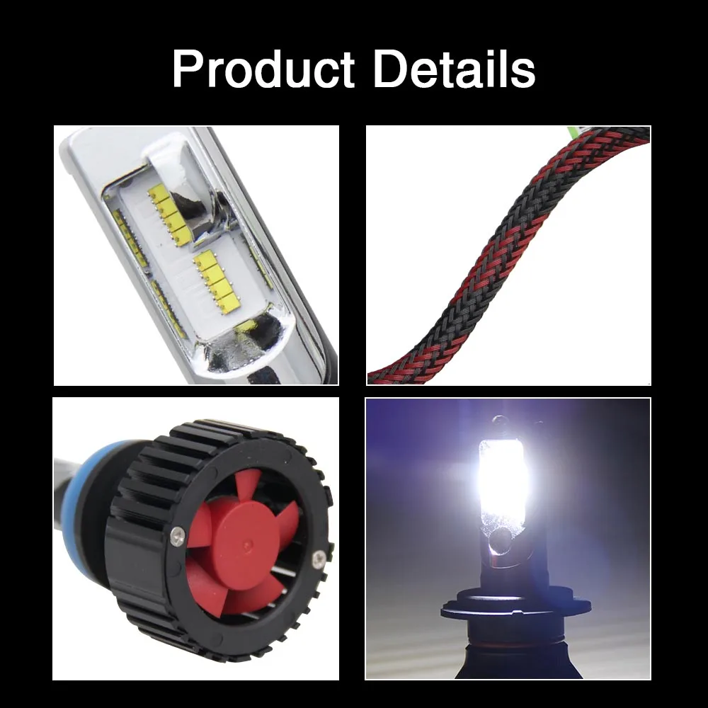 8000Lm High Power Csp H11 H7 H4 Led Headlight Kit, T8 Super Bright Led Headlight Bulb For Cars