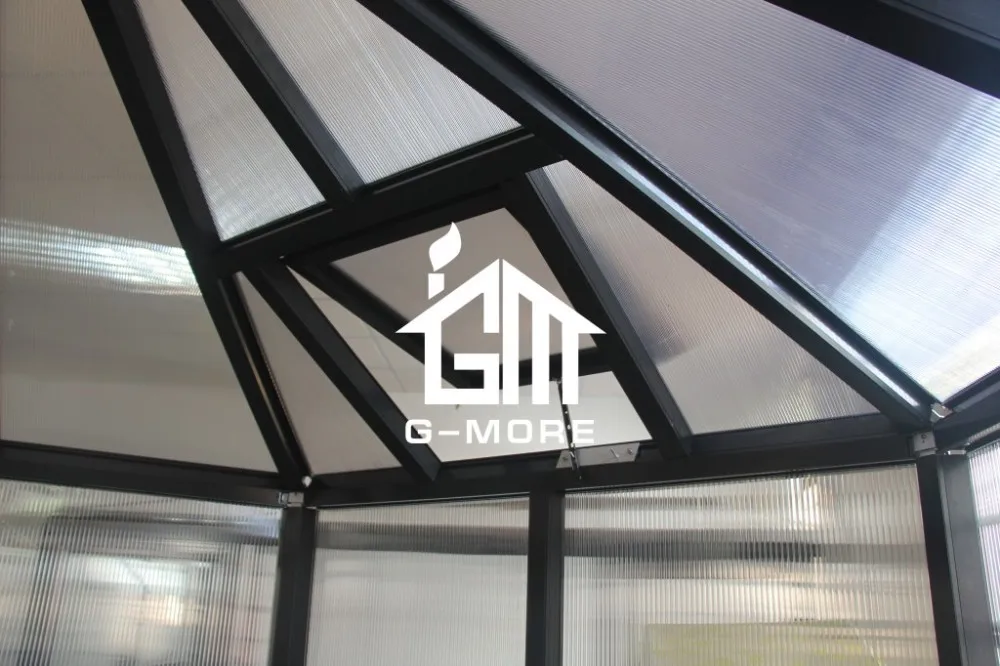 G-MORE luxury prefab hexagon aluminum garden glass pavilion gazebo for sale