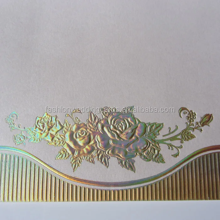 Fancy Printable Hot Foil Gold Embossed White Greeting Card Wedding Invitations custom thank you cards