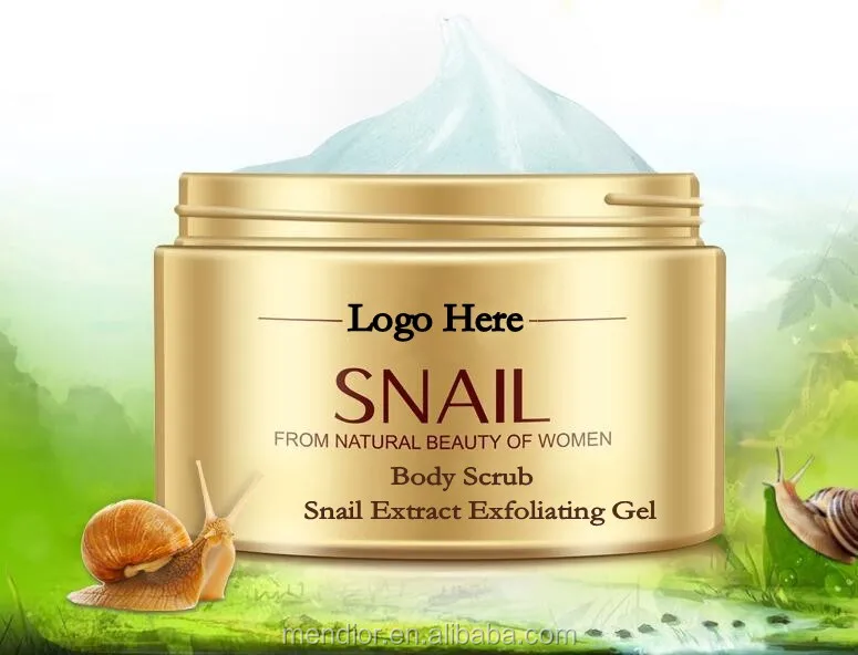Menior private label Pure snail extract exfoliating gel skin whitening body scrub