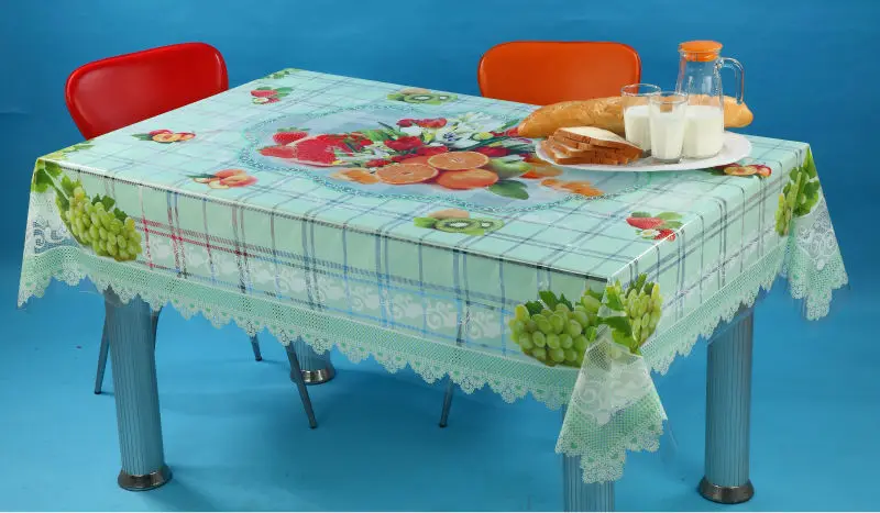 Embossed PVC film wholesale washable / easy to clean table cloth clear plastic table cover