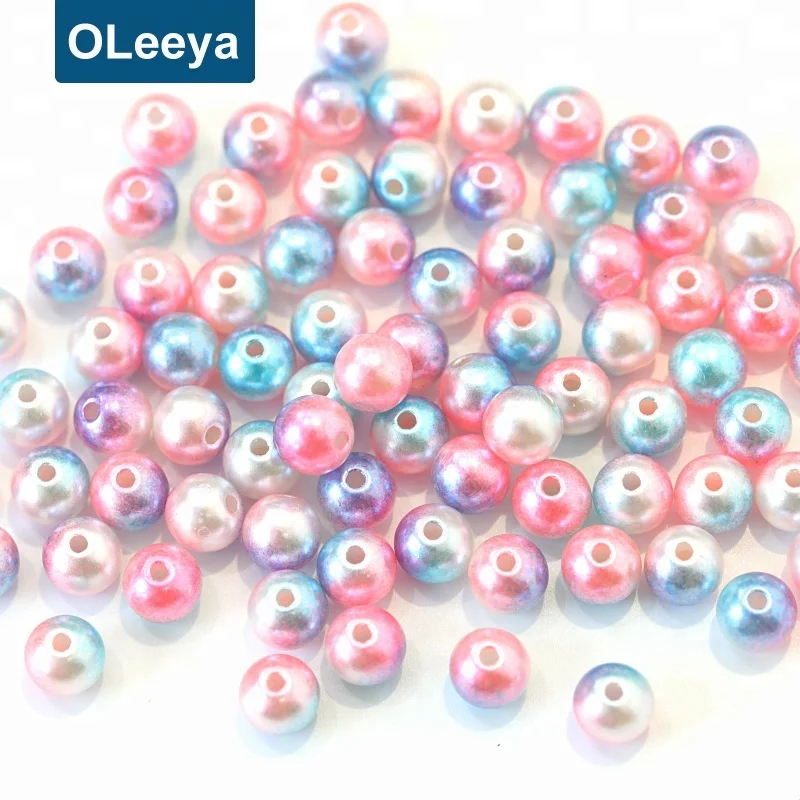  Oleeya Factory 2 мм-16 мм Свободный ABS Круглый жемчуг Радужный пластиковый круглый для женских
