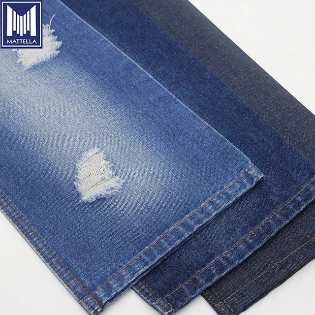 226C indigo blue 11.5oz 390gsm cotton polyester yarn jeans material ring spun bamboo slub denim fabric mills in Foshan