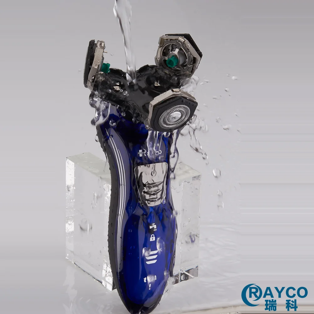 Профессиональная Мужская электрическая моющаяся перезаряжаемая бритва синего цвета