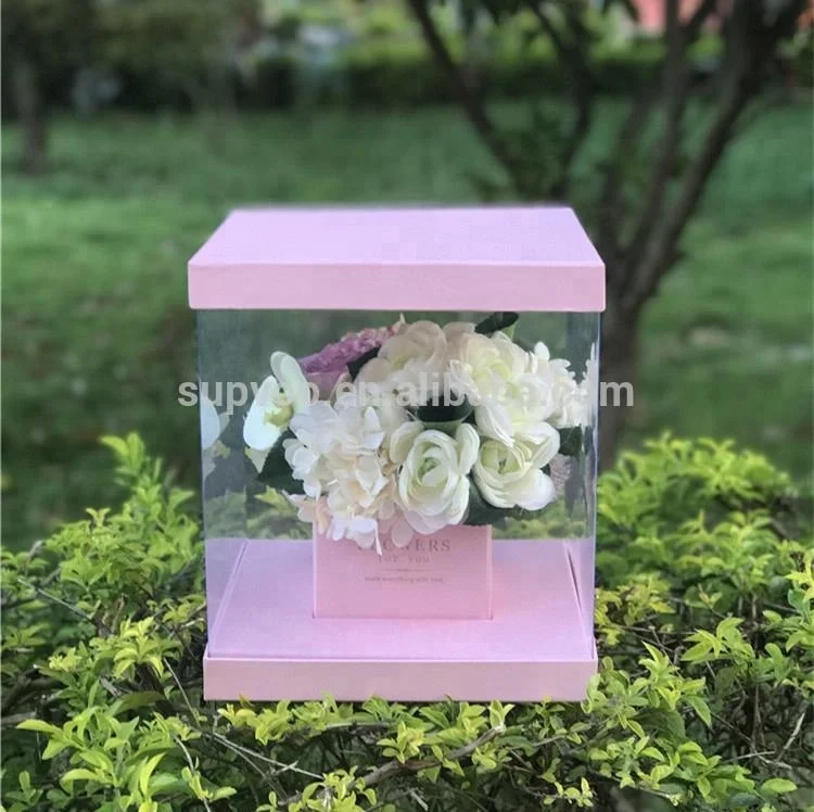 
Wholesale free logo PVC window high quality plastic printed flower box 