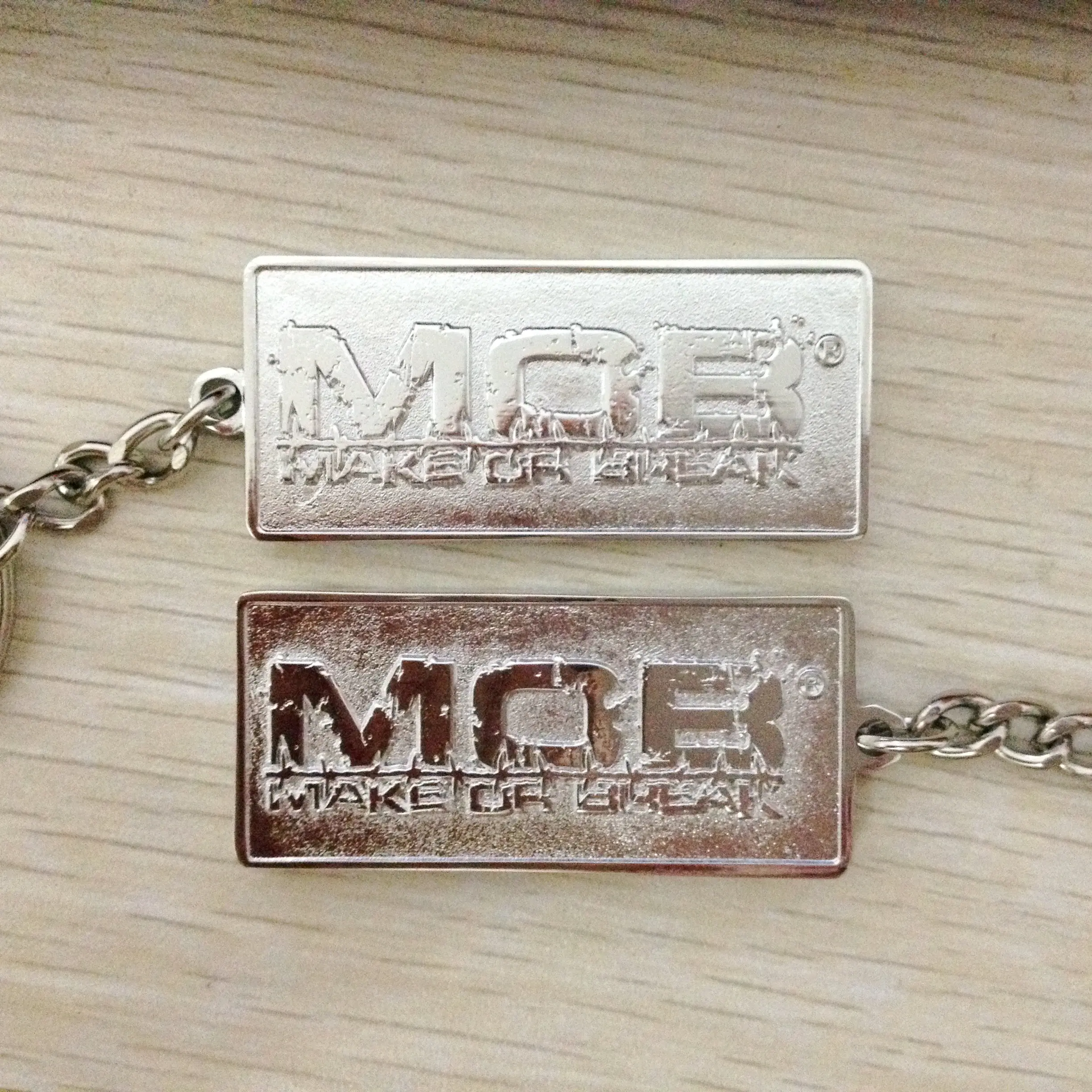 metal brass chrome embossing brand logo keyring key holder