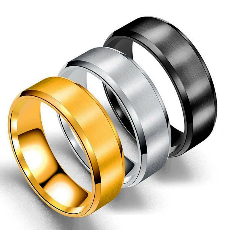 Blank design rings black and gold plating stainless steel ring women men stainless steel rings jewelry for gift