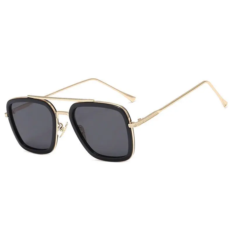 2019 Fashion Tony Stark Flight Style Man Sunglasses Square Design Sun Glasses Oculos De Sol Retro