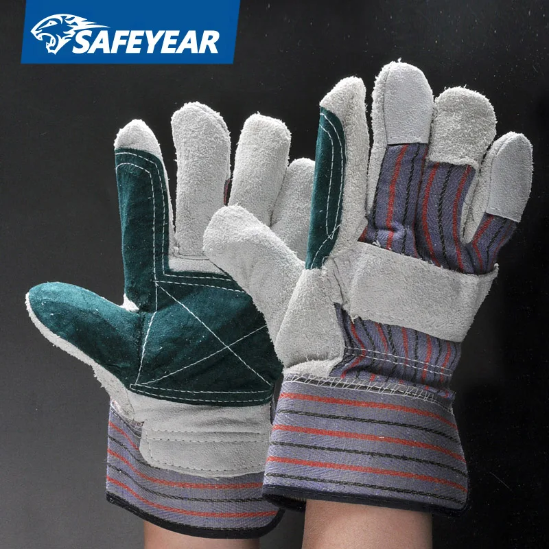 Hot Selling Durable Leather Hand Gloves With Cotton Back For Heavy Duty