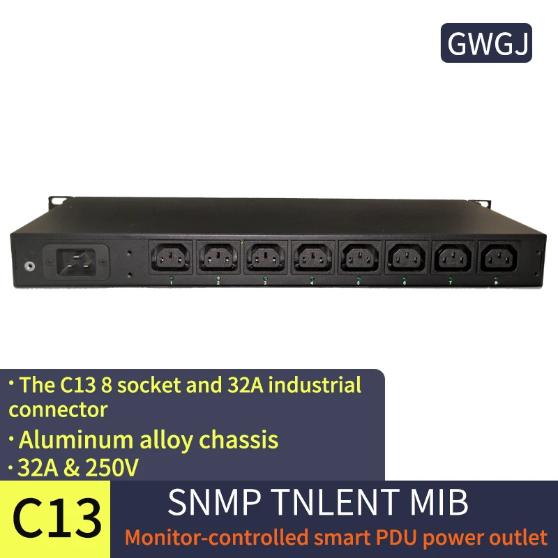 Интеллектуальная розетка для шкафа PDU с монтажом в стойку, 8 портов, C13, HTTP, SSH, SNMP, протокол TELNET, многопользовательский источник питания для управления LAN