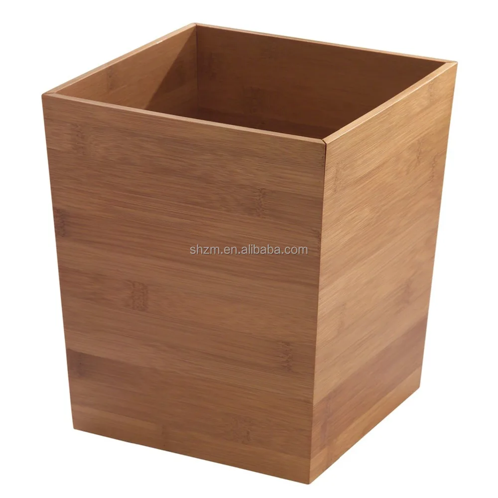 Square Wastebasket - Home or Office Bamboo Trash Can