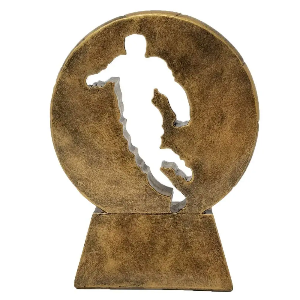 suppliers customized hot sale resin fantasy Crafts Soccer Ball Player Cut Out Trophy