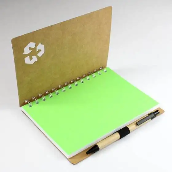 Manufacturer notebooks customizable Organic custom logo kraft cover sprial notebook with pen