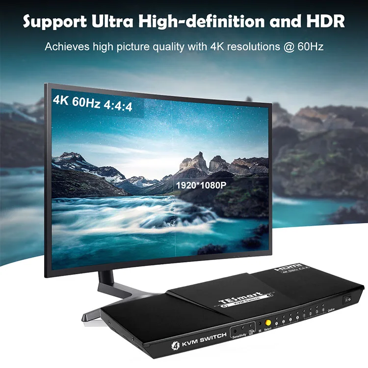 4K@60Hz HDR HDMI Switch 4 Port KVM Switch with 60 Hz HDMI