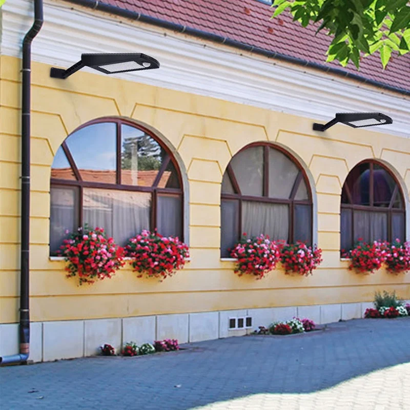 66LED Outdoor Solar Waterproof Adjustable Wireless Motion Sensor Remote Control lamp Big Battery solar garden wall mounted light