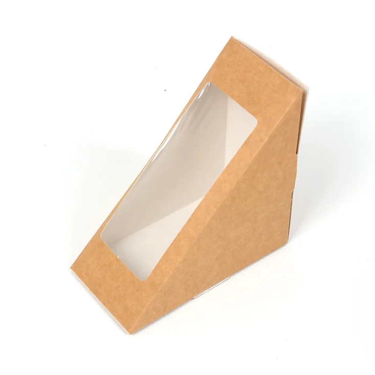 Custom open window kraft paper croissant/sandwich packaging boxes