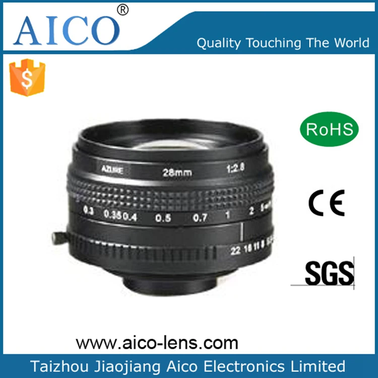 non distortion F2.8-F22 T-mount Manual Iris 28mm tmount T-mt M42 machine vision FA lens for industrial camera system
