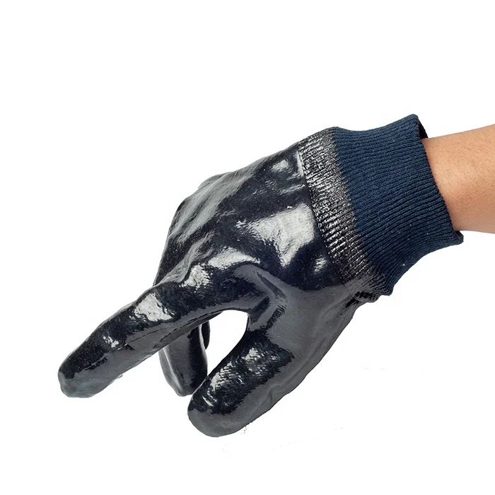 Cotton Liner Knitted Wrist Cuff Red PVC Working Gloves