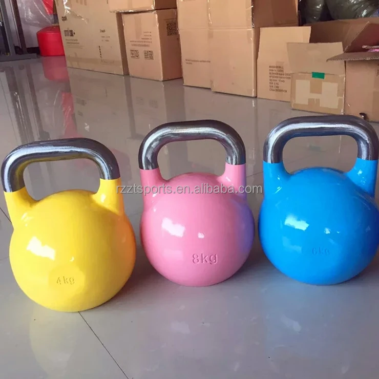 Высококачественный Стальной кетлбелл для соревнований по цвету с логотипом на заказ