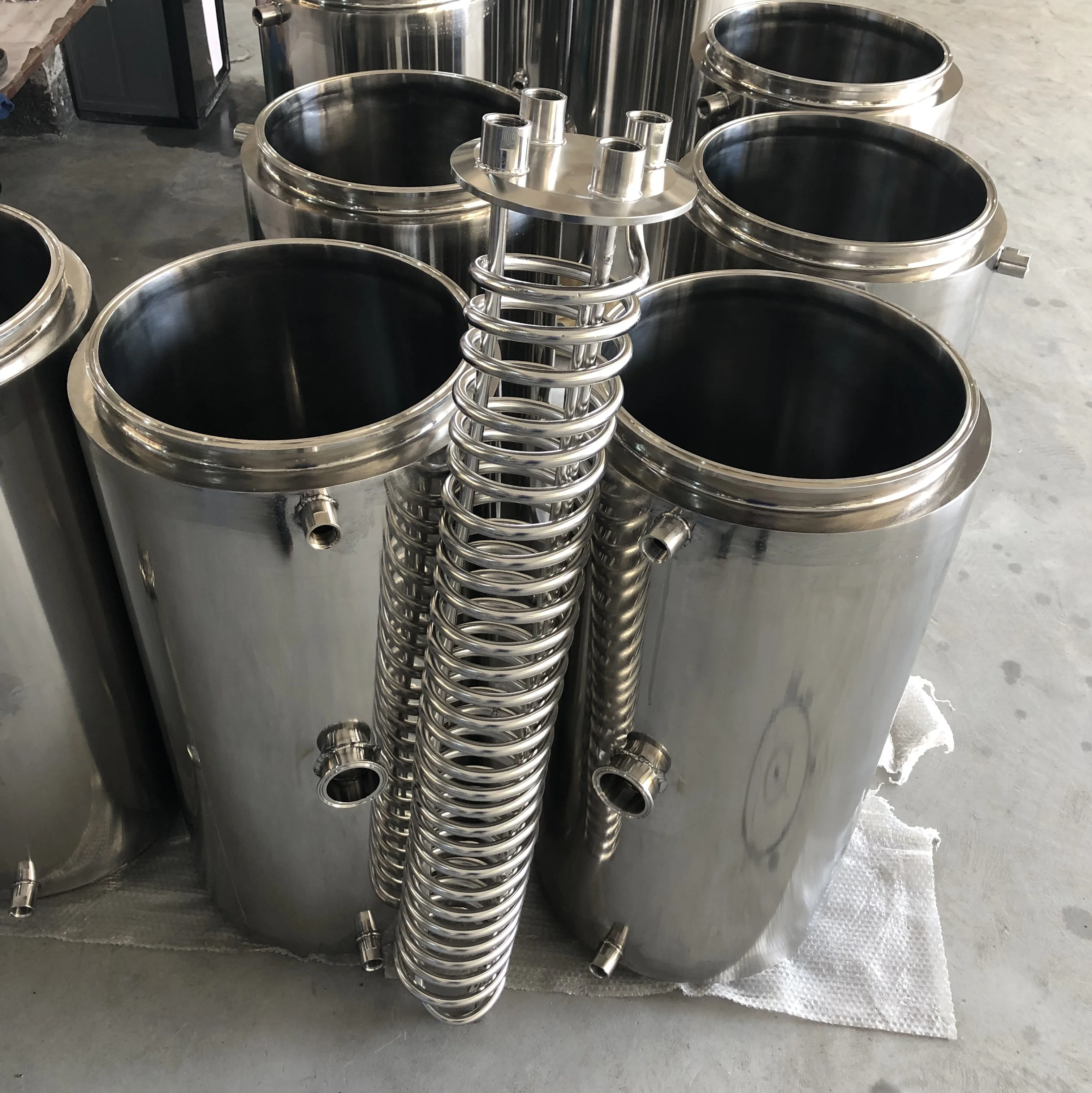 Stainless Steel Tri Clamp Flat End Lid with condensing coil use for falling film