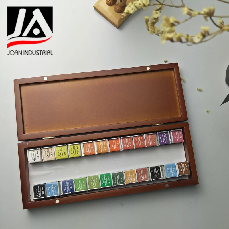 artist painting pigment solid watercolor paint wooden box set