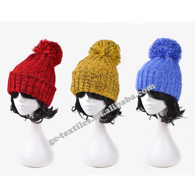 Оптовая продажа OEM логотип зима для женщин Мех животных помпон шапочка вязание шляпа