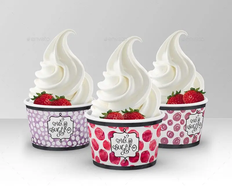 Wholesale custom logo beverage shop ice cream paper bowl disposable ice cream paper cup