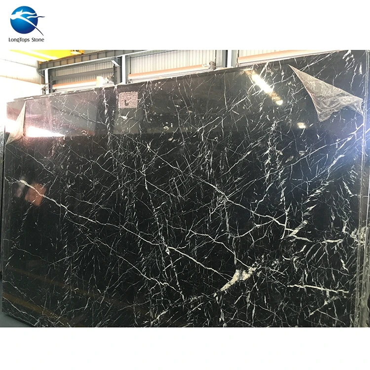 Polished Natural zimbabwe black marble floor tile , Nero marquina black marble price in india
