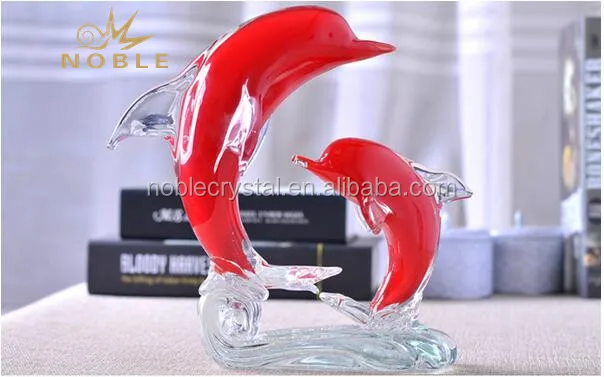 Noble Popular Different Color Hand Blown Glass Dolphin Figurine as Wedding gift