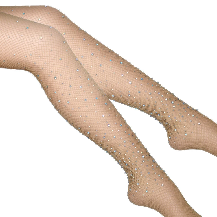 
Wholesale Lady Mesh Tights, Bright Fishnet Crystal Pantyhose, Sexy Nightclub Bling Colour Rhinestone Stockings 