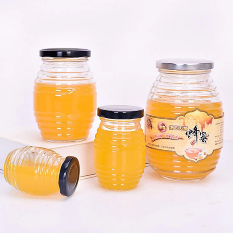 
Fancy Attar 800Ml 1000Ml Embossed Logo Oem Printed Glass Storage Honey Glass Jar/Bottle 350G 450G 500G In Sale 