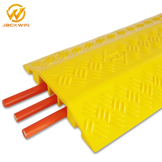 1000mm Yellow Indoor Plastic 3 Channel Cable Protector Guard Ramp PVC Cable Cover