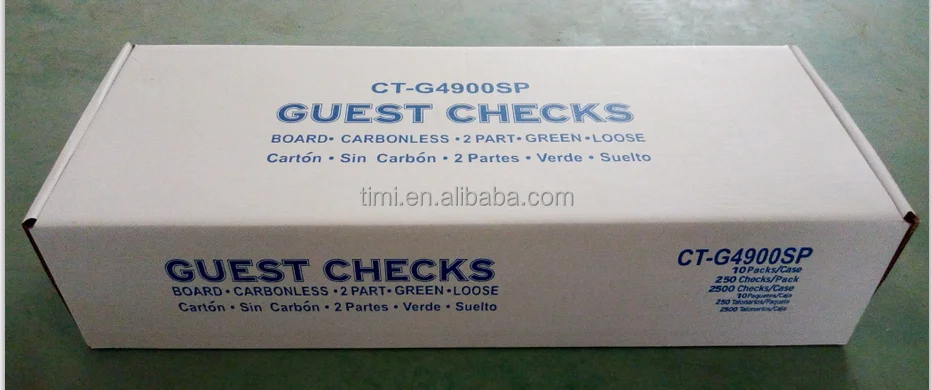 
restaurant guest check carbonless paper book printing CT-G4900SP 