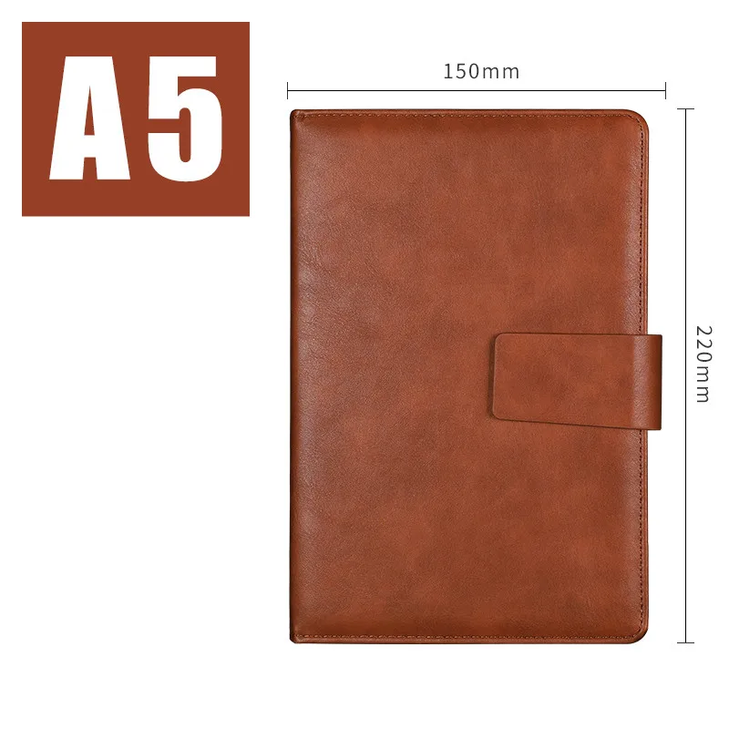 Personalized business office stationery notebook with U shape magnetic button and penholder